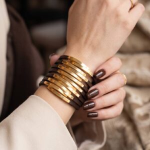 Brazalete Rígido Ébano Oro