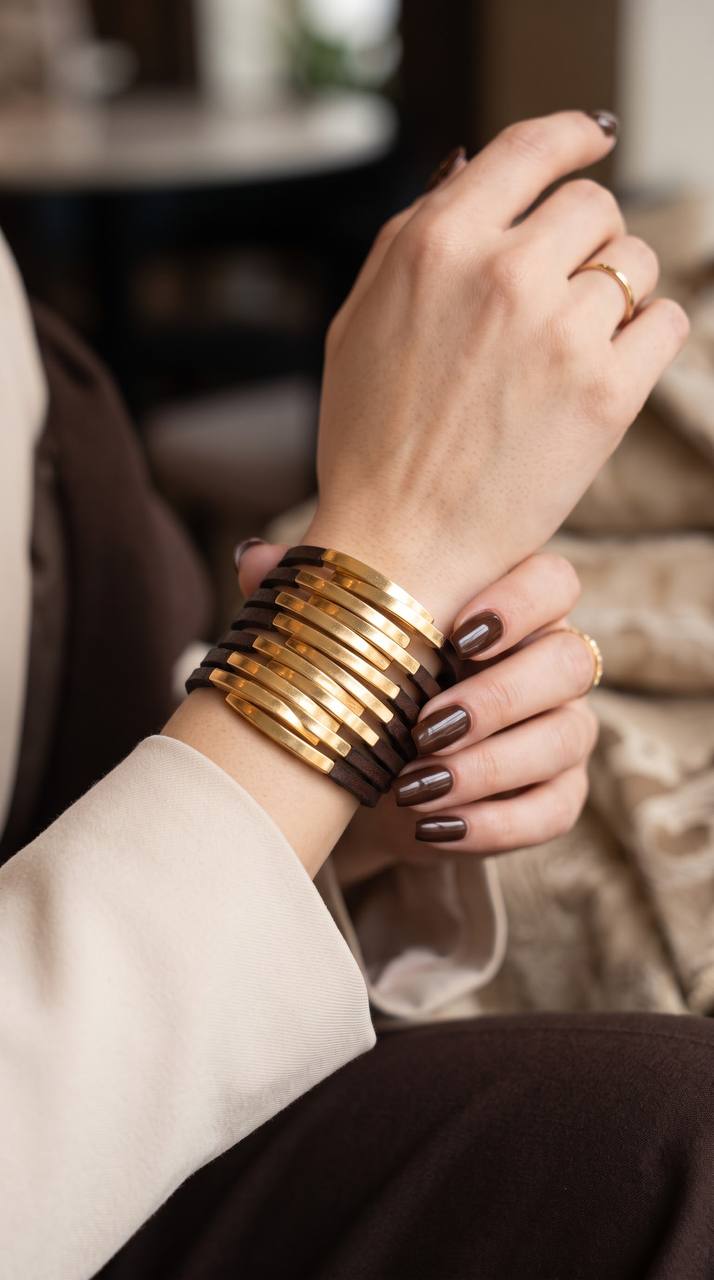 Brazalete Rígido Ébano Oro